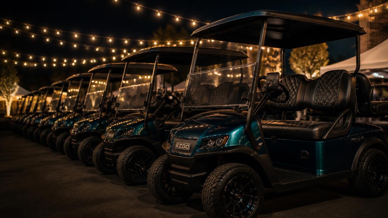 Catch the Cart golf carts lined up for a private event